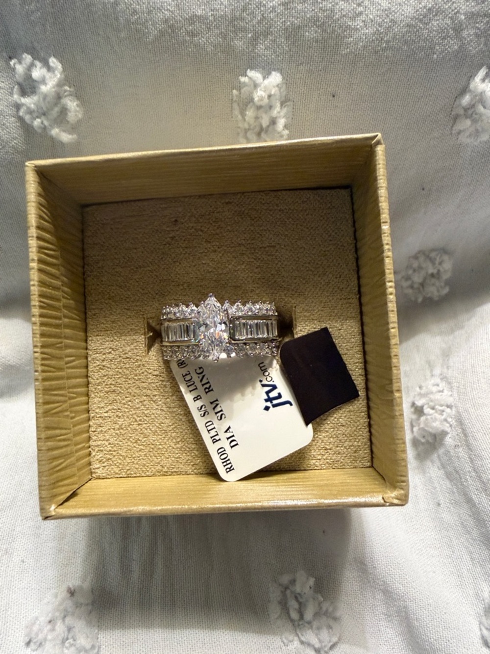 JTV Silver Marquise & Baguette Cubic Zirconia Ring - White - Size 8